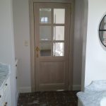 eiken deur met geslepen facetten glas