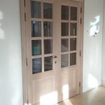eiken dubbele deur met geslepen facetten glas
